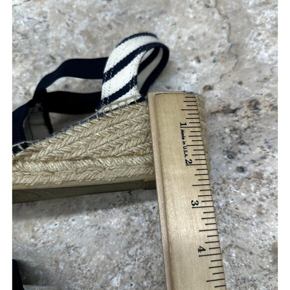 Toni Pons Origens Striped Espadrille Wedge Sandals Navy White Size 39 2.5" Heel - Picture 6 of 10